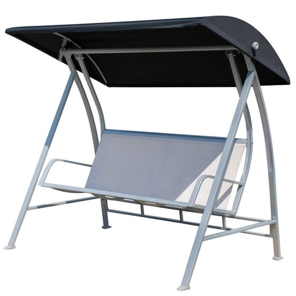 Havenside Home Burgeo Tan Textilene Canopy Swing Lounge Chair Havenside Home Burgeo Tan Textilene Canopy Swing Lounge Chair