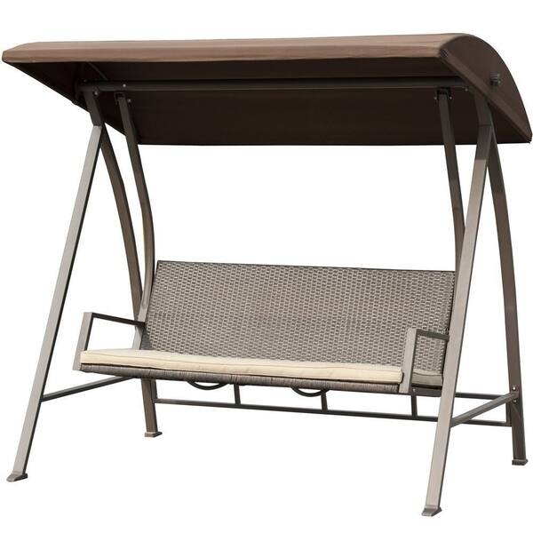 Shop Havenside Home Burgeo Brown Pe Wicker Glider Padded Canopy