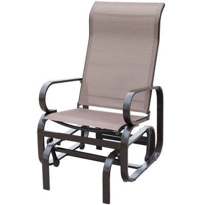 PatioPost Sling Glider Outdoor Patio Chair Textilene Mesh Fabric, Mocha
