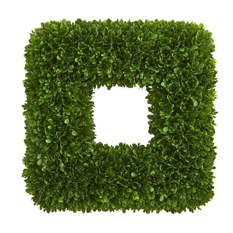 17" Tea Leaf Square Wreath UV Resistant (Indoor / Outdoor) - 17" tea leaf square wreath