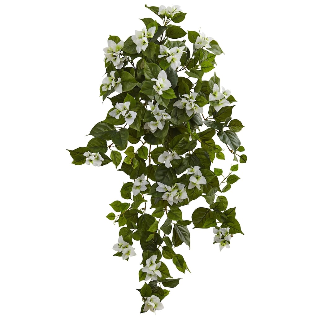 37" Bougainvillea Hanging Artificial Plant (Set of 2) - h: 37 in. w: 22 in. d: 19 in