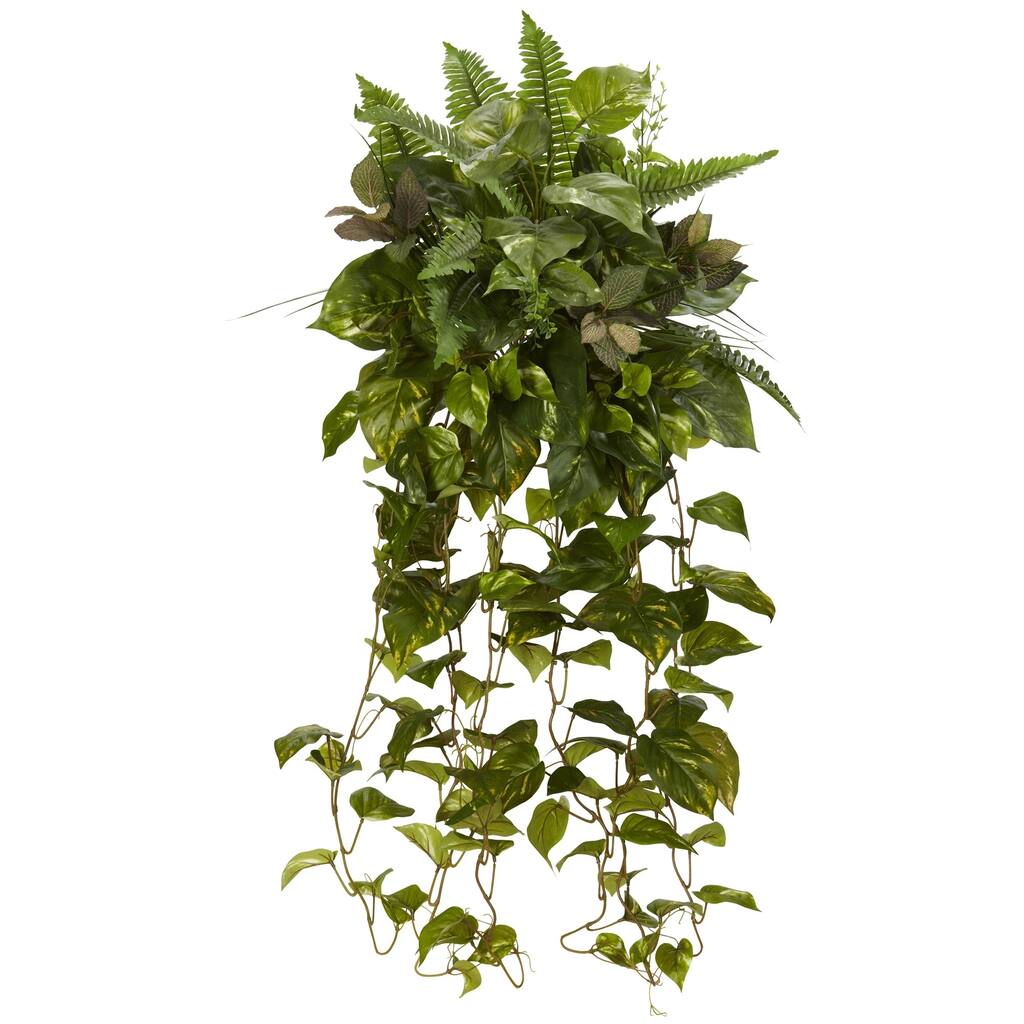 36" Mixed Greens Hanging Artificial Plant (Set of 2) - h: 36 in. w: 20 in. d: 20 in