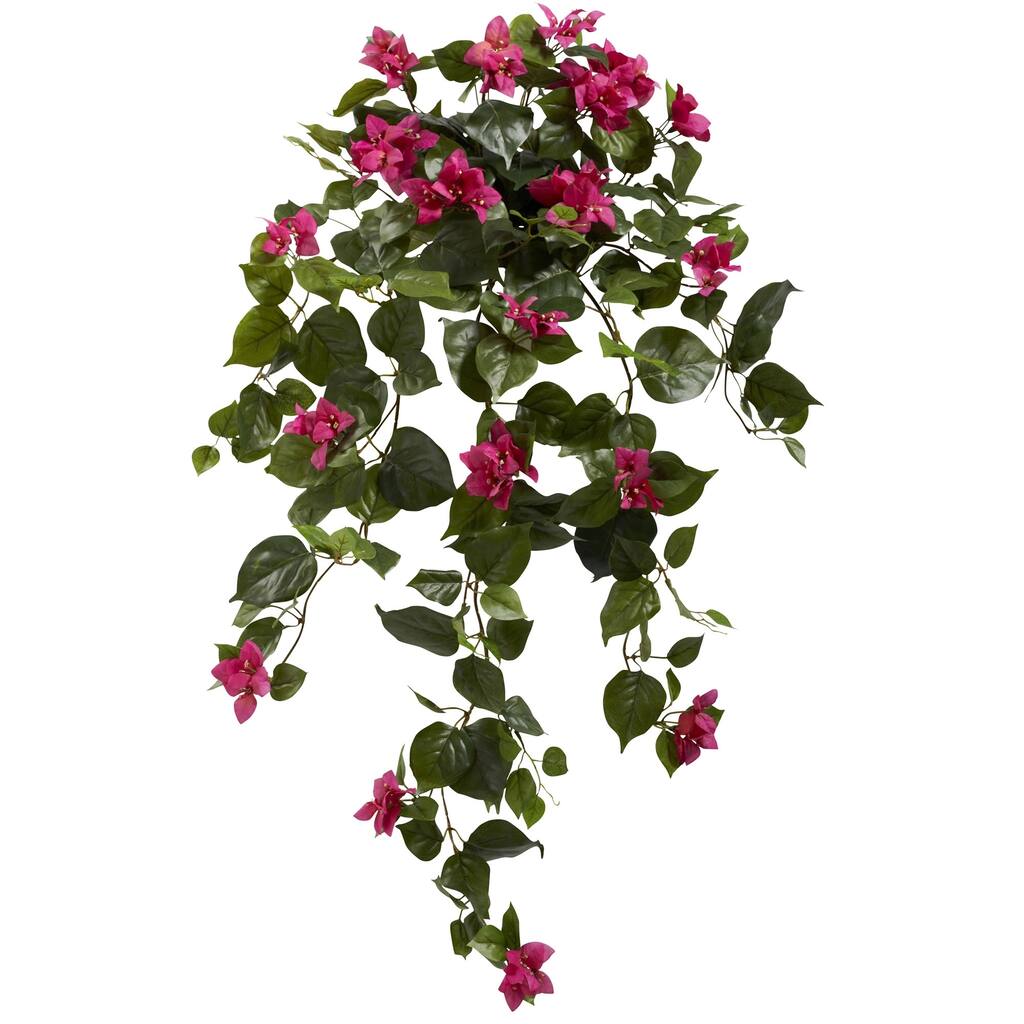 37" Bougainvillea Hanging Artificial Plant (Set of 2) - h: 37 in. w: 22 in. d: 19 in