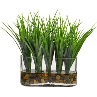 Vanilla Grass Artificial Plant in Oval Vase - h: 9 in. w: 7 in. d: 3 in