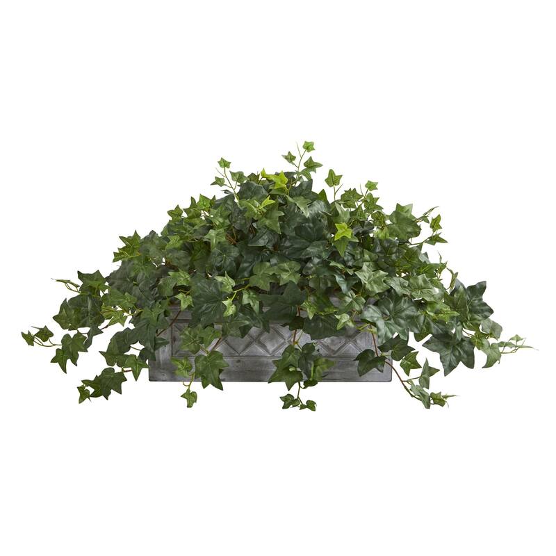 Puff Ivy Artificial Plant in Stone Planter - h: 20 in. w: 40 in. d: 12 in