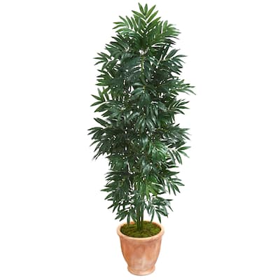 5' Bamboo Palm Artificial Plant in Terra cotta Planter - h: 5 ft. w: 20 in. d: 20 in.