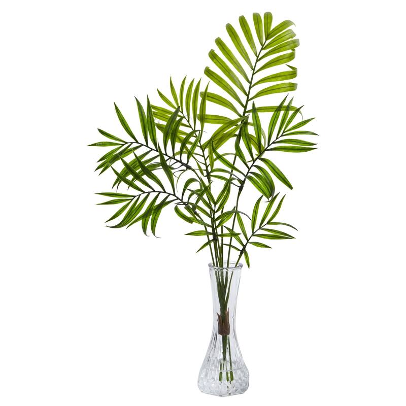 Mini Palm Artificial Plant in Vase (Set of 3) - h: 19 in. w: 10 in. d: 2 in