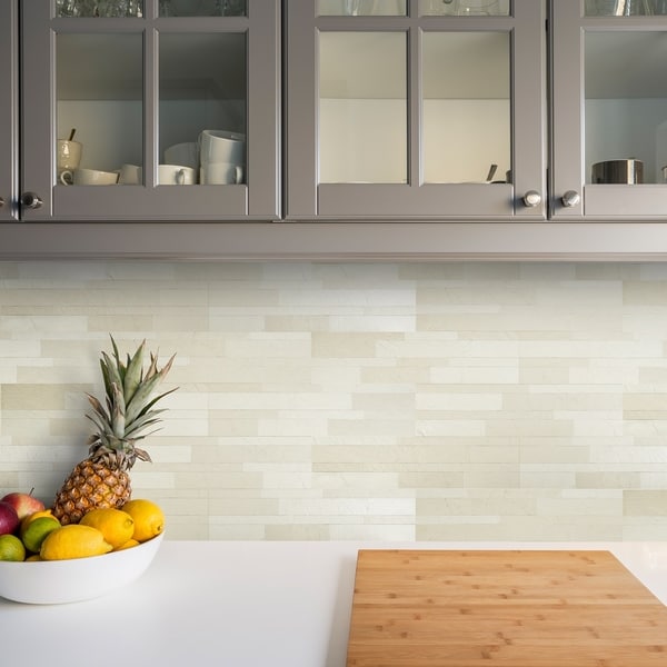 Bolder Stone ™ 6in x 24in Self Adhesive Stone Wall Tile - Alabaster - 6 Tiles/6 sq Ft.