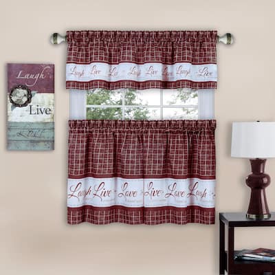 Live, Love, Laugh Window Curtain Tier Pair and Valance Set