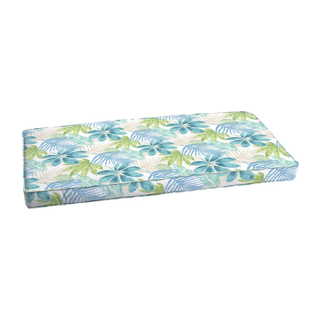 Sorra Home Indoor/ Outdoor Blue Multi Floral Bench Cushion 55" to 60"