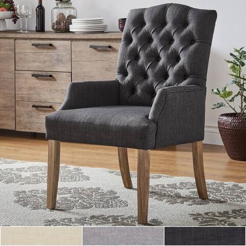 Benchwright Premium Tufted Linen Dining Arm Chair by iNSPIRE Q Artisan