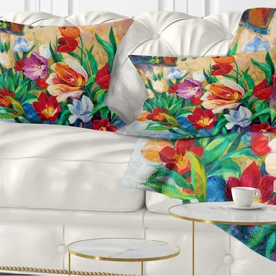 Designart 'Bouquet of Colorful Flowers' Floral Throw Pillow