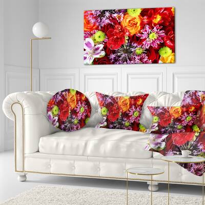 Designart 'Colorful Flowers Background' Floral Throw Pillow