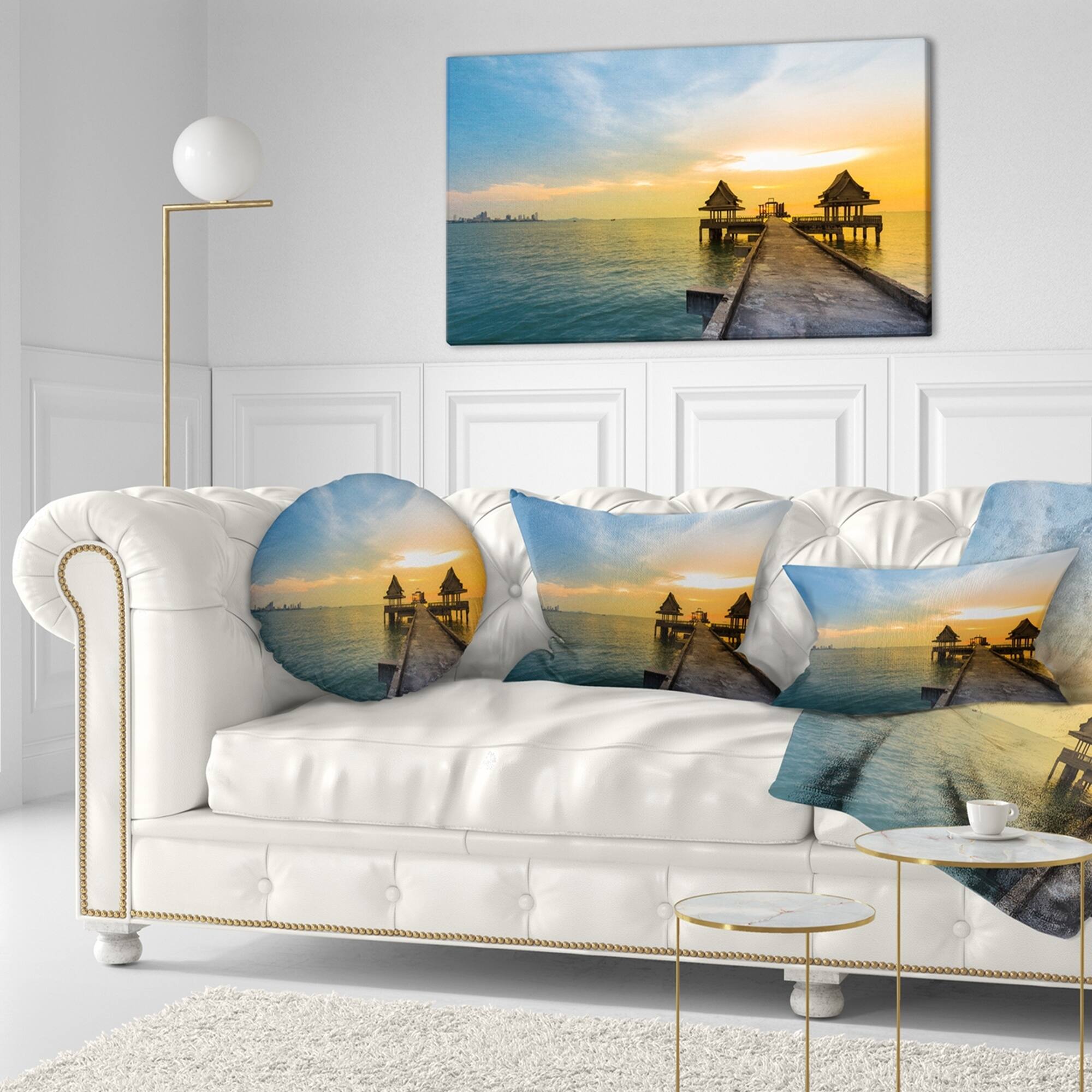 Designart 'Walking Path to Temple in the Sea' Sea Bridge Throw Pillow ...