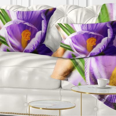 Designart 'Blooming Crocus Flower' Floral Throw Pillow