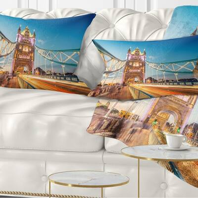 Designart 'Beautiful View of Tower Bridge London' Cityscape Throw Pillow