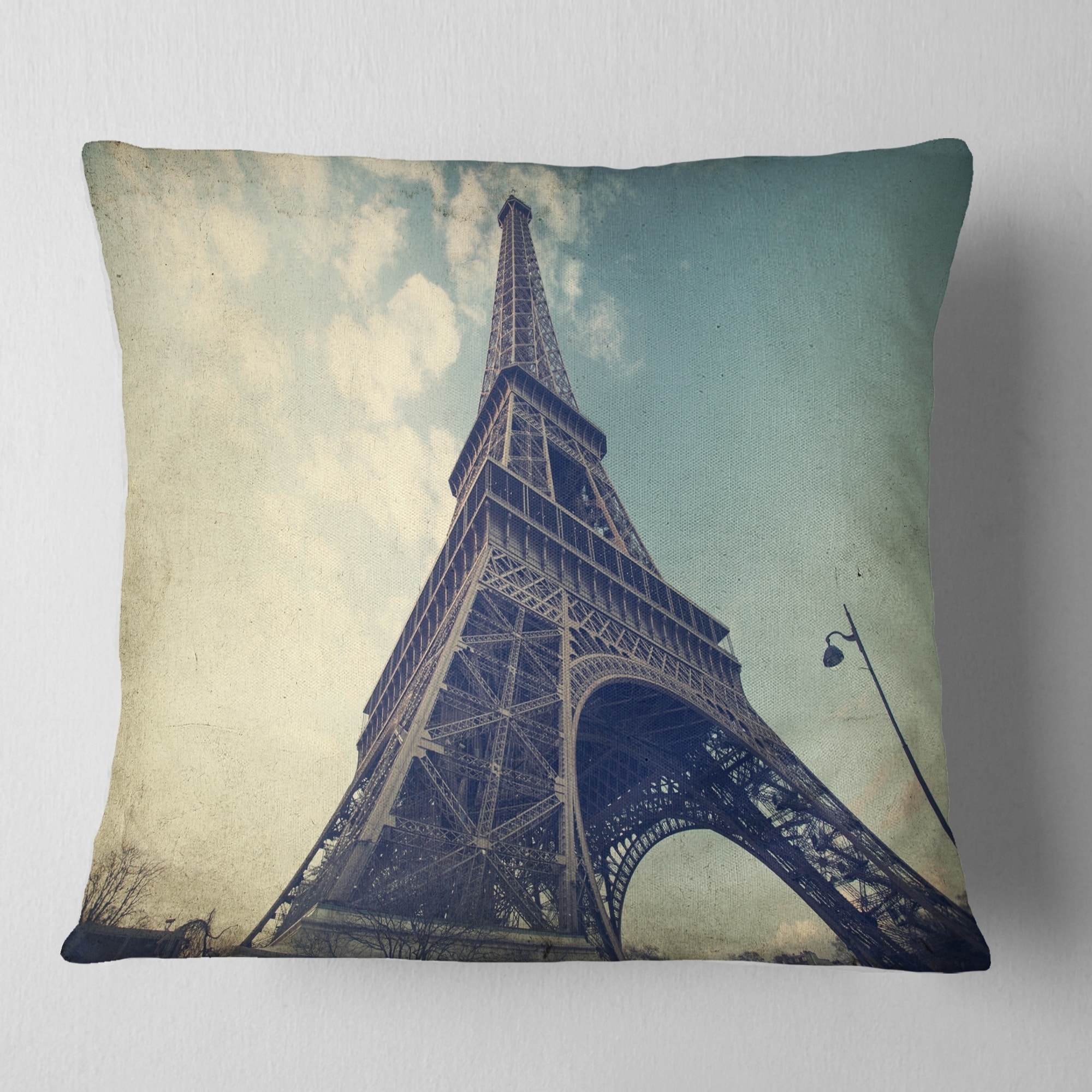Designart CU9337-20-20-C Vintage View of Paris France Cityscape Photo Round Throw Pillow 20 
