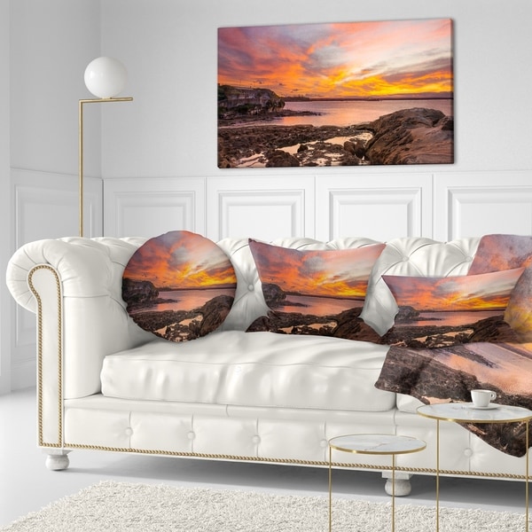 Designart 'Sunset Sky Panoramic Sydney View' Seashore Throw Pillow