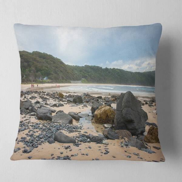 Designart Pretty Beach With Small And Big Rocks Seashore Throw Pillow Overstock 20943659