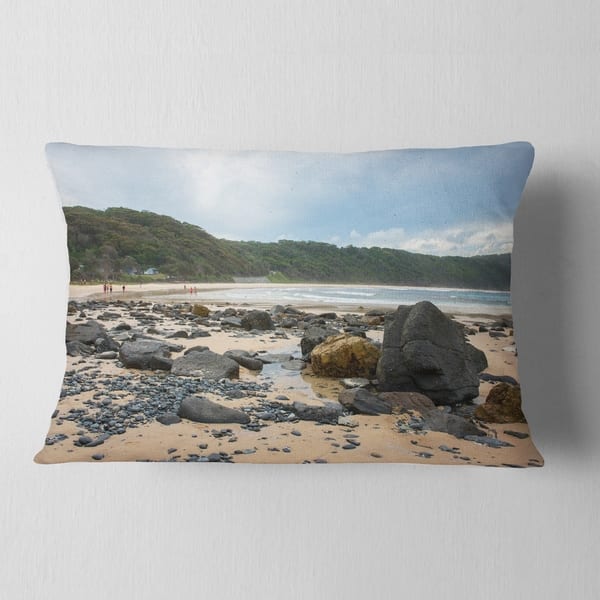 Designart Pretty Beach With Small And Big Rocks Seashore Throw Pillow Overstock 20943659