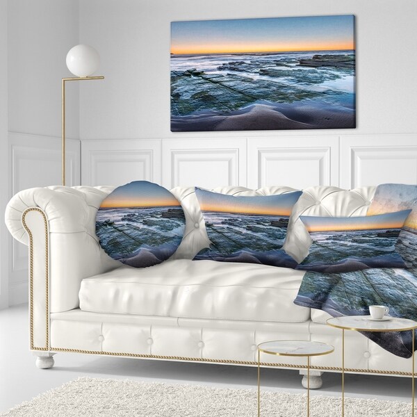 Designart 'Sunrise Over Wide Sydney Ocean' Seashore Throw Pillow