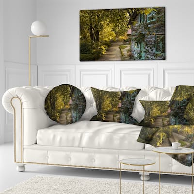 Designart 'Pathway in the Green Garden' Landscape Printed Throw Pillow