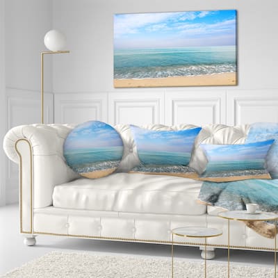 Designart 'Blue Sky Sand Sun Daylight' Seashore Throw Pillow