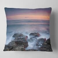 Designart Old Wood Terrace On Sea Beach Modern Landscape Printed Throw Pillow On Sale Overstock 20890500