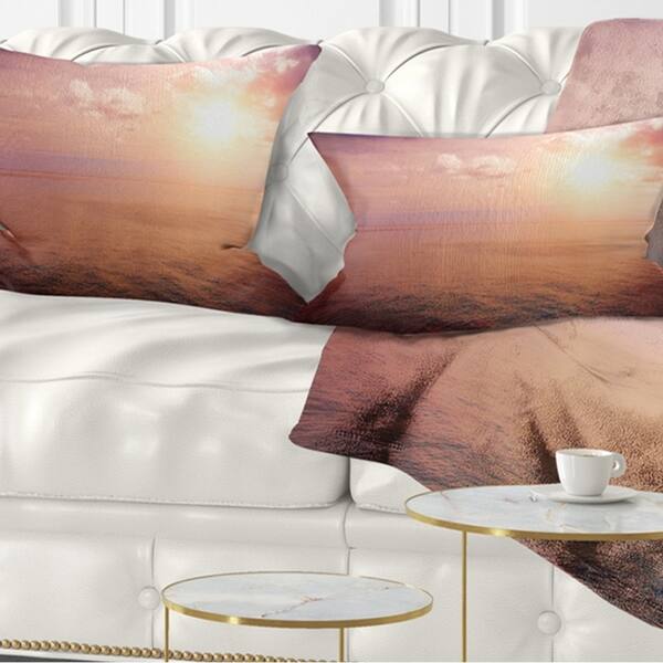 Designart Pink Sky Over Dark Beach At Sunset Seashore Throw Pillow On Sale Overstock 20943721