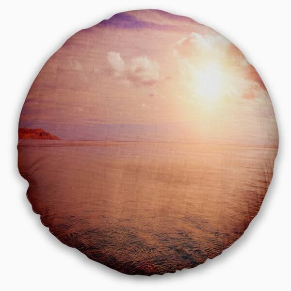Designart Pink Sky Over Dark Beach At Sunset Seashore Throw Pillow On Sale Overstock 20943721