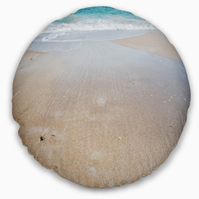 Designart 'Crystal Clear Sea Waves on Beach' Modern Beach Throw Pillow