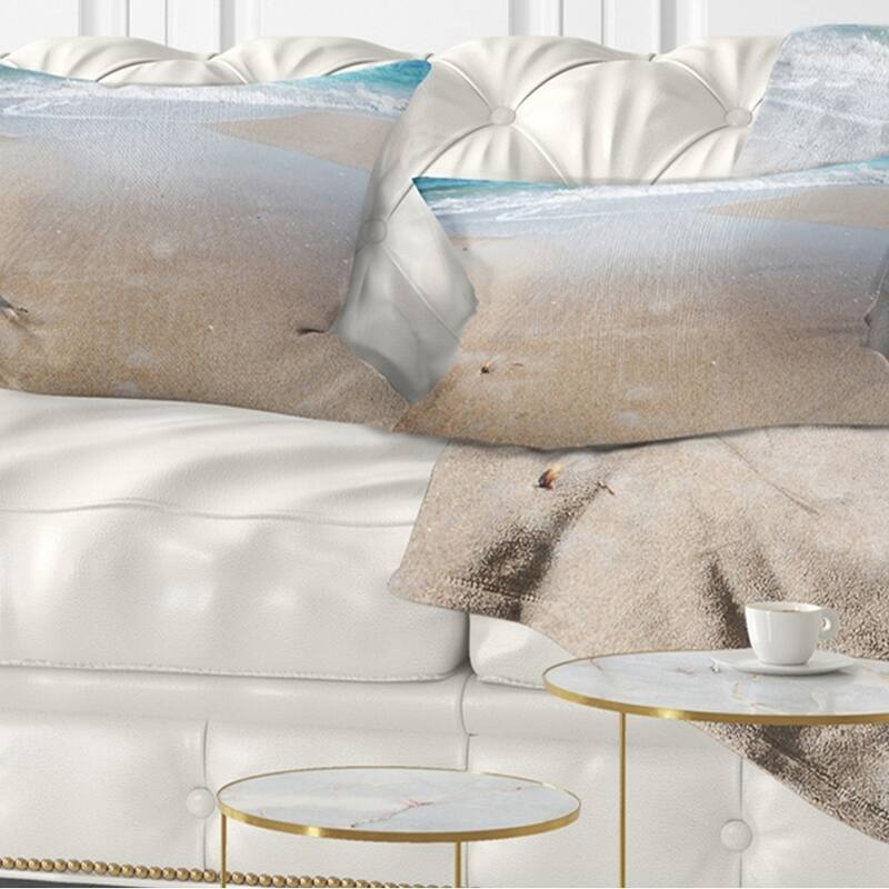 Designart 'Crystal Clear Sea Waves on Beach' Modern Beach Throw Pillow - Rectangle - 12 in. x 20 in. - Medium