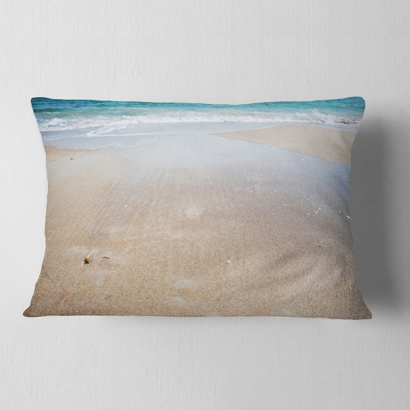 Designart 'Crystal Clear Sea Waves on Beach' Modern Beach Throw Pillow