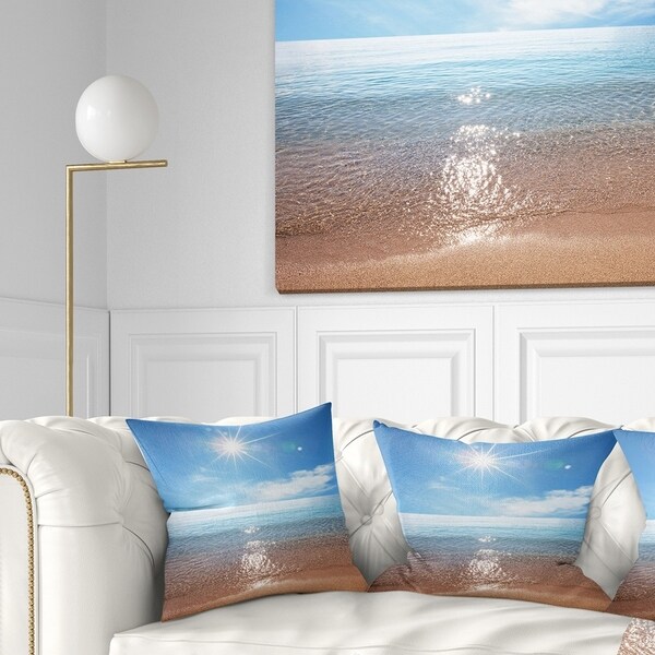 Designart 'Serene Seascape with Bright Sun' Modern Beach Throw Pillow