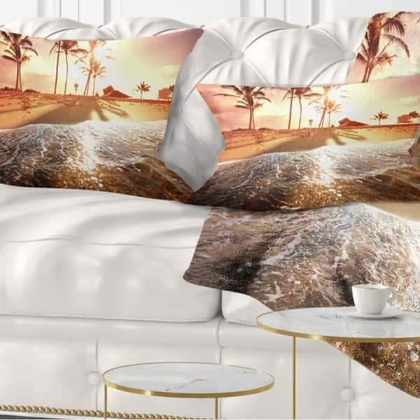 Designart Colorful Tropical Beach With Palms Modern Beach Throw Pillow On Sale Overstock 20943778