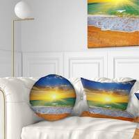 Designart Pink Sky Over Dark Beach At Sunset Seashore Throw Pillow On Sale Overstock 20943721
