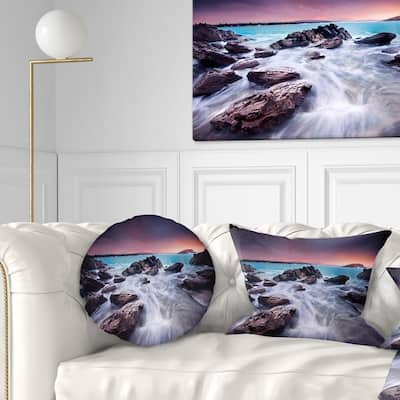 Designart 'Fascinating View of Rocky Coast' Seascape Throw Pillow