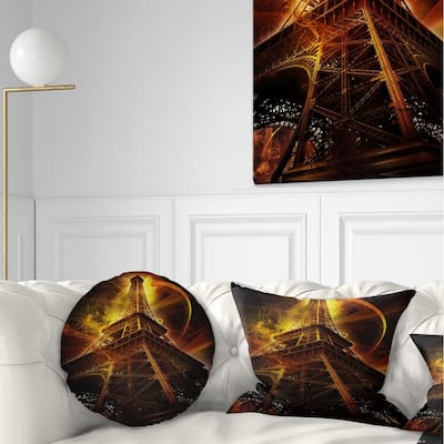 Designart 'Paris Paris Eiffel Toweron Fantasy Background' Cityscape Throw Pillow
