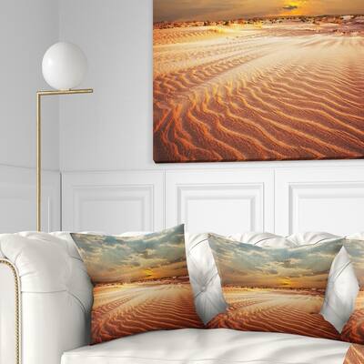 Designart 'Red Desert under Blue Cloudy Skies' Modern Landscape Printed Throw Pillow