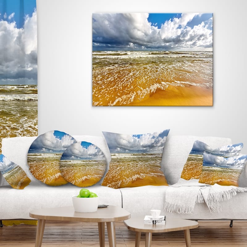 Designart 'Stormy Summer Sea with White Clouds' Seascape Throw Pillow ...