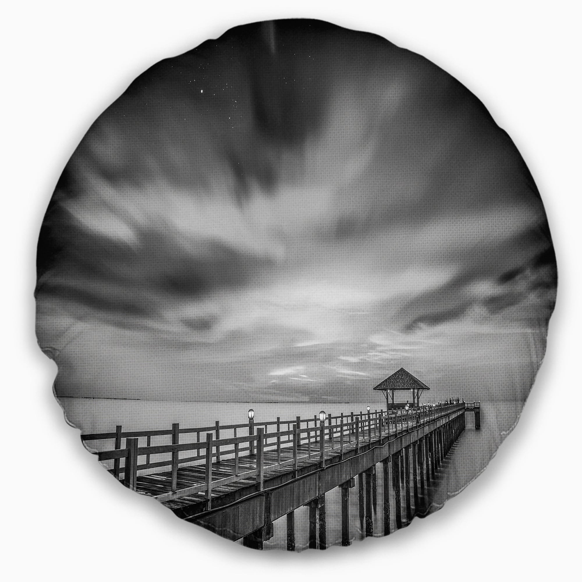 Designart Black And White Wooden Bridge And Sky Pier Seascape Throw Pillow On Sale Overstock 20943885