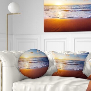 Designart Vivid Sunrise on Sandy Beach - Seascape Throw Pillow