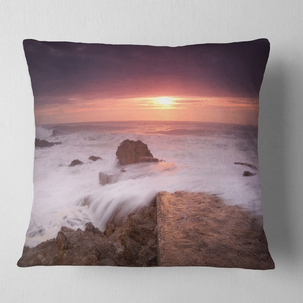 Designart Flowing Waves At Cable Shallow Coast Seashore Throw Pillow On Sale Overstock 20943994
