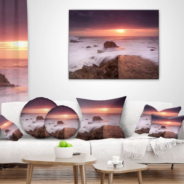Designart Flowing Waves At Cable Shallow Coast Seashore Throw Pillow On Sale Overstock 20943994
