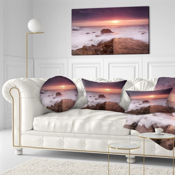Designart Flowing Waves At Cable Shallow Coast Seashore Throw Pillow On Sale Overstock 20943994