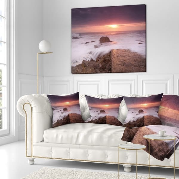 Designart Flowing Waves At Cable Shallow Coast Seashore Throw Pillow On Sale Overstock 20943994