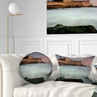 Designart 'White Seascape at Old Fort Lisbon' Seashore Throw Pillow ...