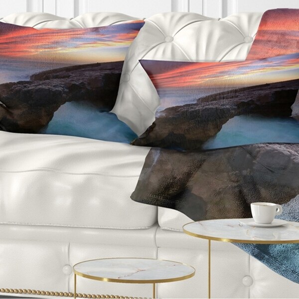 Designart 'Colorful Cabo Raso Seashore Portugal' Seashore Throw Pillow
