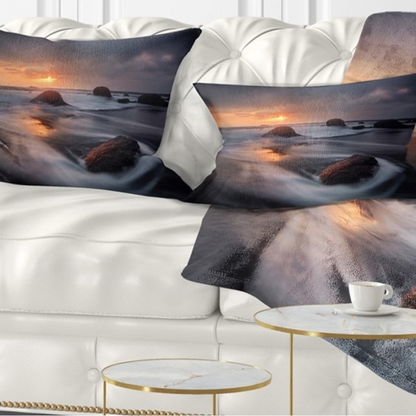 Designart 'Sunrise in Burgas Bay near Atia' Seashore Throw Pillow