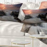 Designart 'White Waves Rushing Between Rocks' Seashore Throw Pillow ...